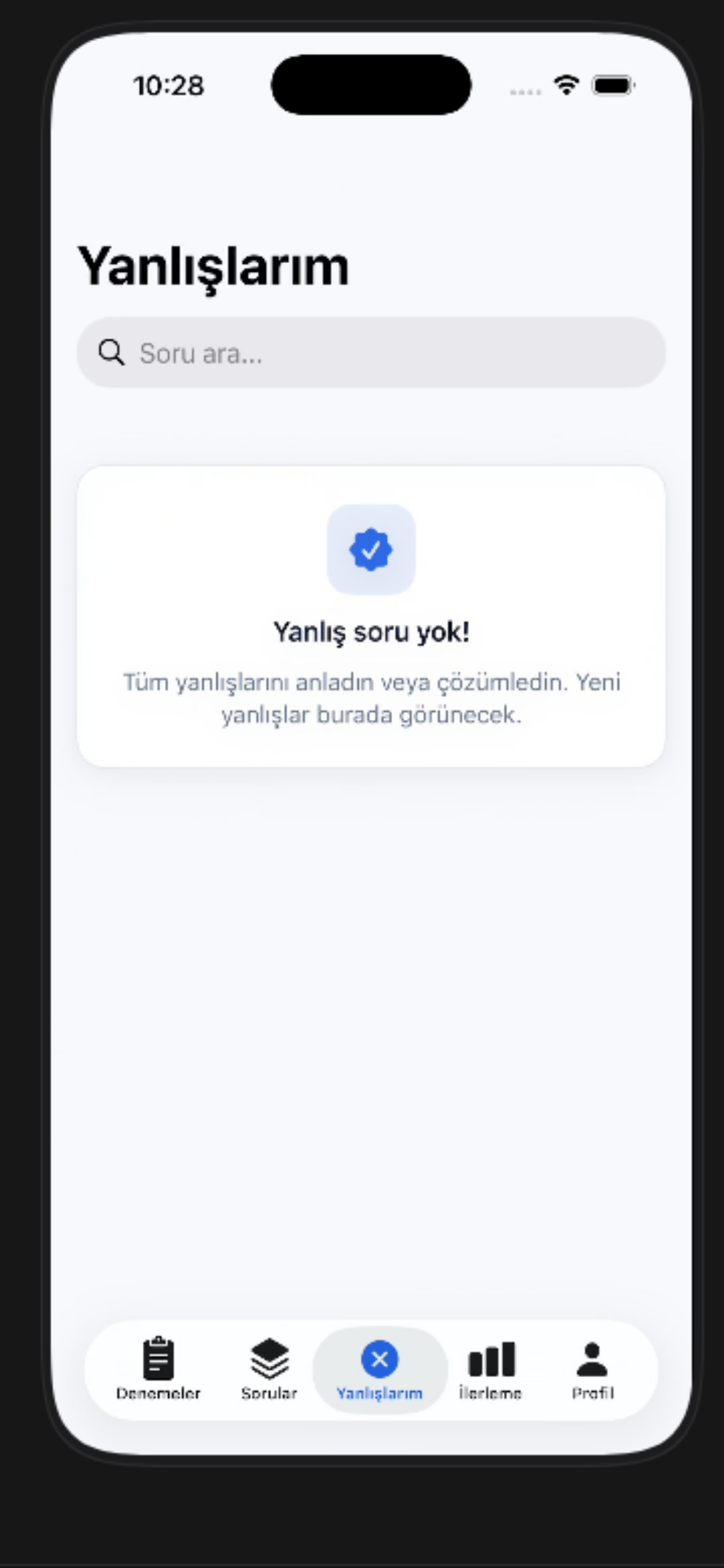 Yanlışlarım Ekranı