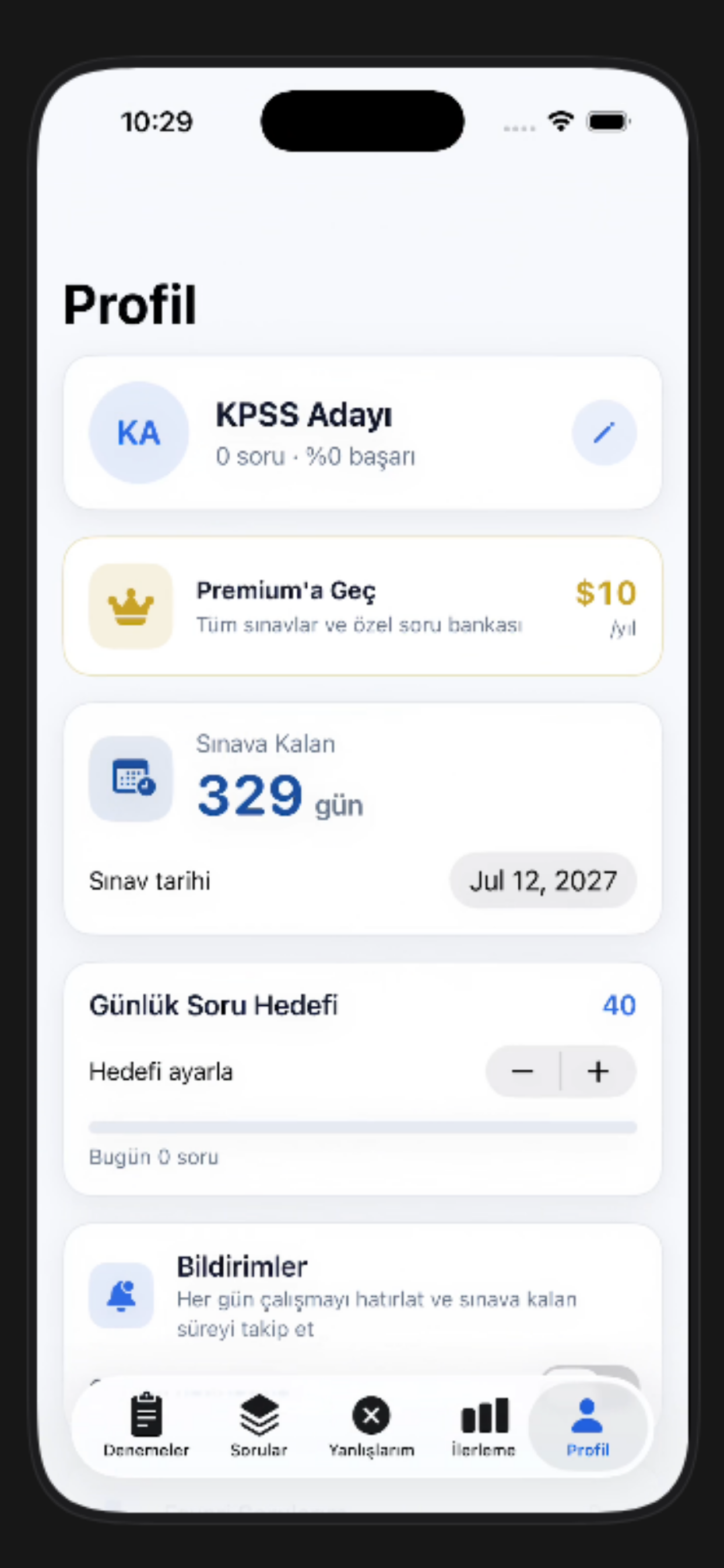 KPSS Analiz Yap - Profil Ekranı